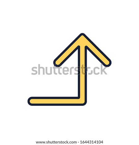 Vector arrow up filled outline icon. Direction symbol isolated on white background