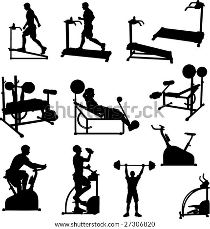 Male Exercise Bitmap Silhouettes Stock Photo 27306820 : Shutterstock