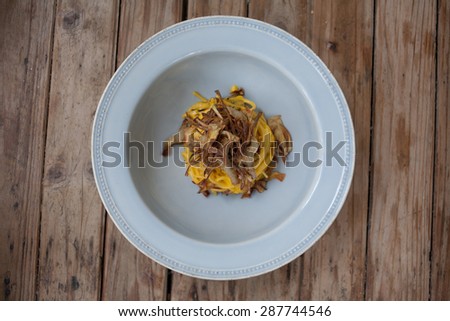 Egg pasta viewed from above.