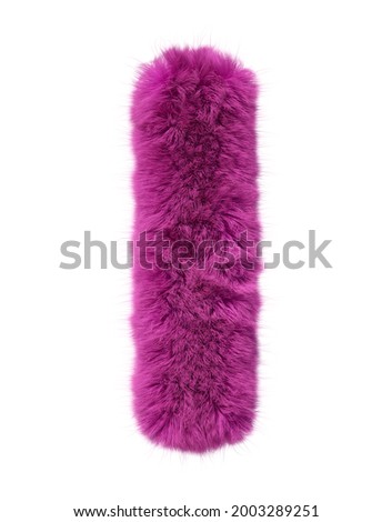 Pink fur alphabet. furry Furry letter I isolated on white background. 3d render image.