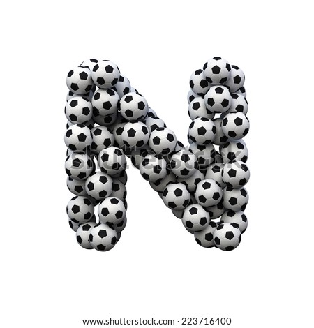 Letter N Soccer Ball Font Isolated On White Football Alphabet