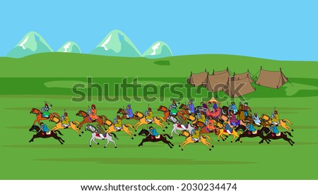 
Fleet of cavalry in ancient times Illustration