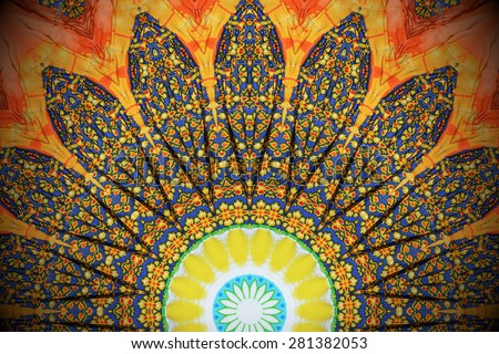 Abstract sun background ,created technique from Thai painting cloth fabric