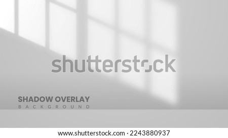 Realistic shadow overlay background. White room interior with sunlight coming through the window