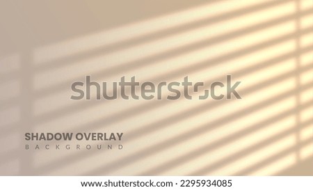 Realistic shadow overlay background. Aesthetic room interior with sunrise coming in through the window blinds
