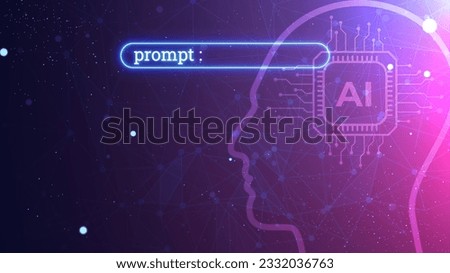 Futuristic AI prompt illustration. High-tech background concept. Ready to use command prompt box