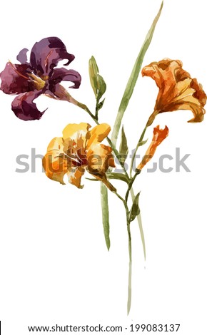 Similar – Image, Stock Photo Different flowers in water on table in workshop