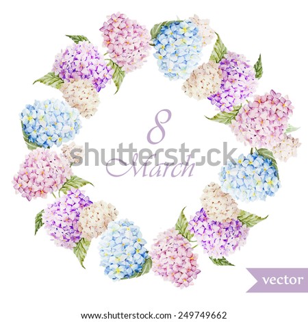 March 8, hydrangea, wreath, flowers