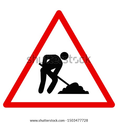 Traffic signs red triangle - Work underway or road construction site. Great for icon,sign,symbol,logo,sticker etc.