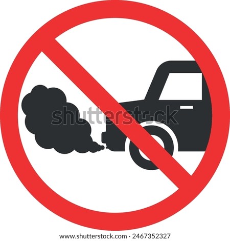 No idling turn engine off sign. Forbidden signs and symbols.