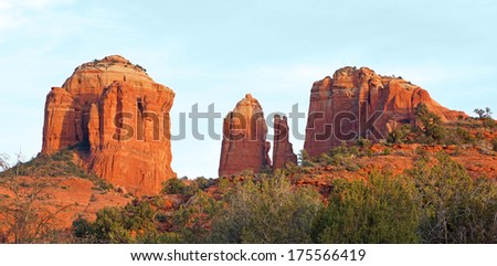 Beautiful and blue sky and red rock of Sedona\'s Cathedral Rock