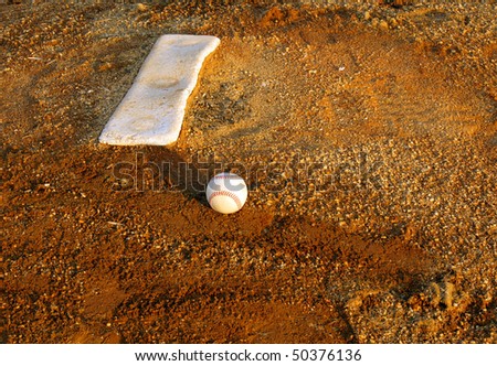 Baseball on pitcher\'s mound