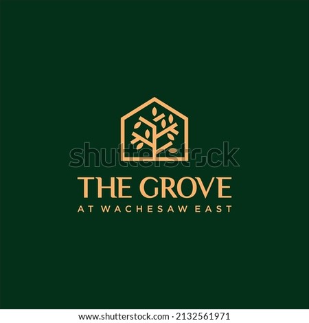 Grove Logo Design Template in gold and green colors