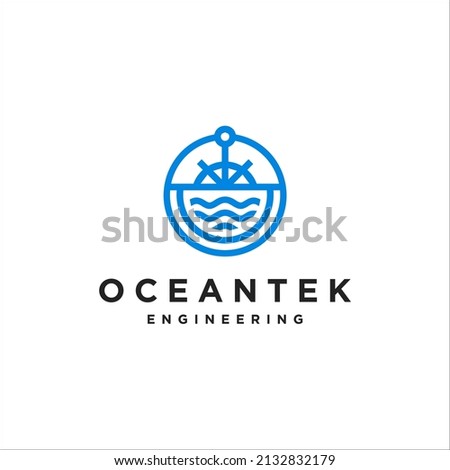 marina vector concept. ocean and engineering logo template