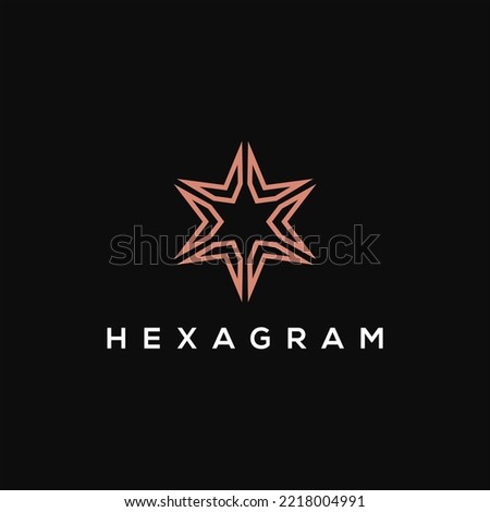 line art hexagram star logo vector template