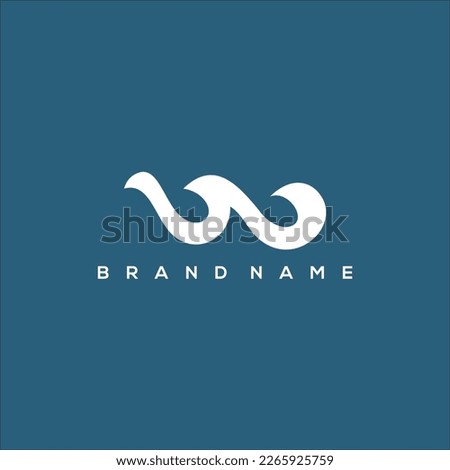 Initial W wind and waves logo vector