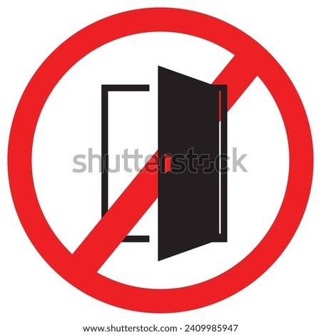 No Entrance and exit sign. Open Close door inside No symbol. Man walking in and out. Stop sign hand image. Login, logout, register, password, VIP entrance, key, lock or exit vector illustrations.