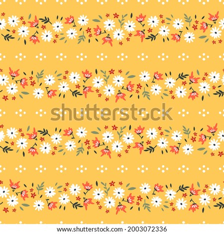 Lovely hand drawn floral seamless pattern, cute doodle flowers and dotted lines, great for textiles, wrapping, banners, cloth, surface - vector design
