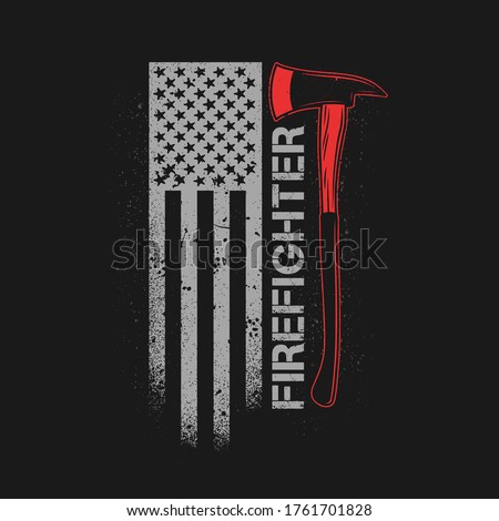 fire fighter axe with american flag grunge