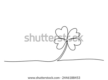 Four-leaf clover one line drawing vector illustration.