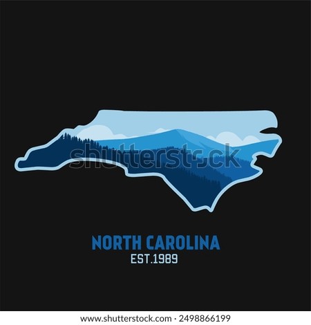 North Carolina State with mountain and forest scenery perfect for print, apparel, sticker, etc