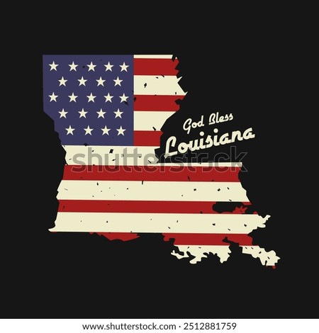 God Bless Louisiana with Map Perfect for print, apparel, sticker, etc