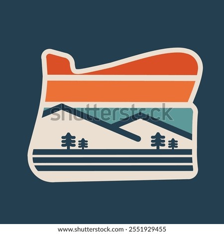 Oregon State with Nature Scenery in Retro Line Style