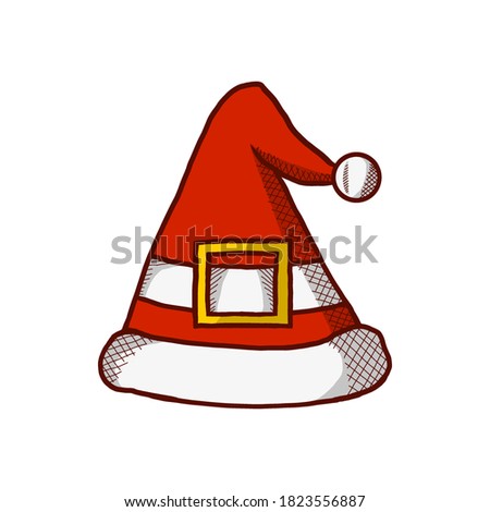 Christmas Red Hat Cap Icon. Santaclaus Hat Winter Season Cartoon Design. Christmas Logo Vector