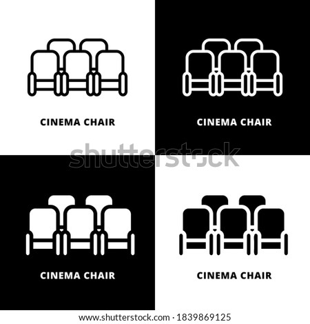 Cinema Chair Icon Line Black and Glyph Style. Sofa Illustration Concept Vector. Theater Seat Logo Symbol