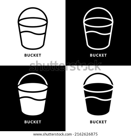 Bucket Icon Cartoon. Container Water Symbol Vector Logo

