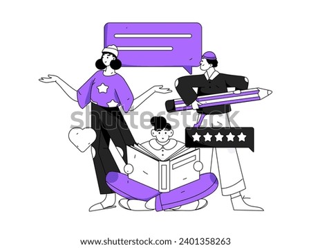 Virtual characters social communication concept business flat vector hand drawn illustration
