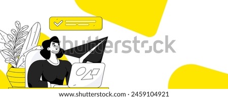 Flat vector illustration of business people operating work scene
