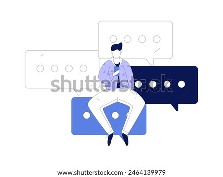 Virtual characters social communication concept business flat vector hand drawn illustration
