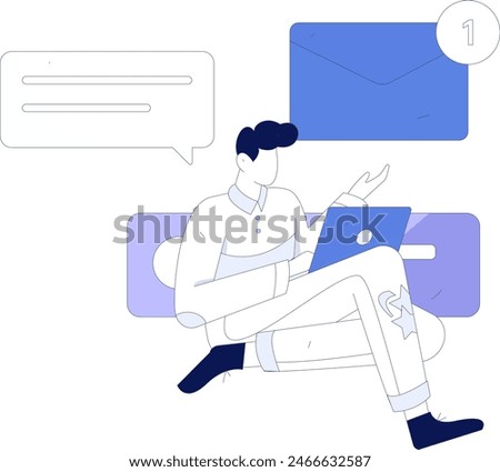 Virtual characters social communication concept business flat vector hand drawn illustration
