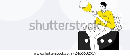 Virtual characters social communication concept business flat vector hand drawn illustration
