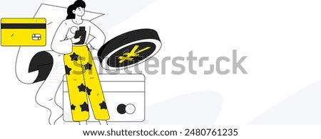 Credit card bill character flat vector concept operation hand drawn illustration
