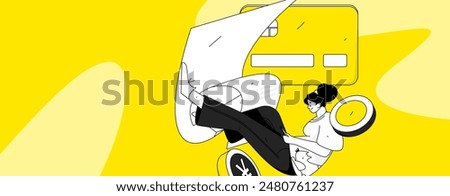 Credit card bill character flat vector concept operation hand drawn illustration
