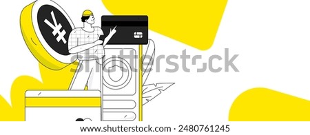 Credit card bill character flat vector concept operation hand drawn illustration
