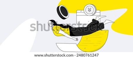 Credit card bill character flat vector concept operation hand drawn illustration
