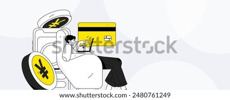 Credit card bill character flat vector concept operation hand drawn illustration
