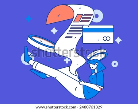 Credit card bill character flat vector concept operation hand drawn illustration
