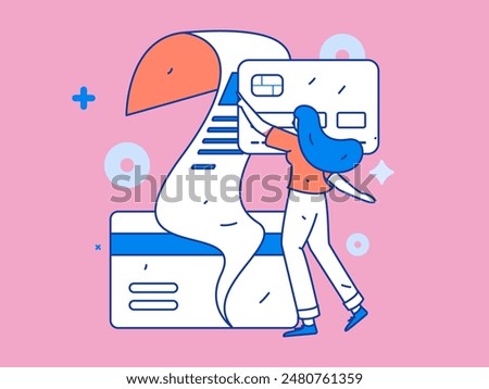 Credit card bill character flat vector concept operation hand drawn illustration
