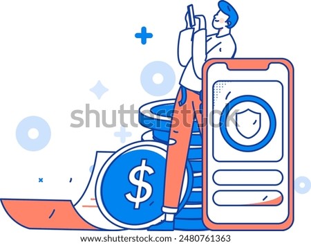 Credit card bill character flat vector concept operation hand drawn illustration
