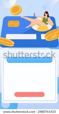 Credit card bill character flat vector concept operation hand drawn illustration
