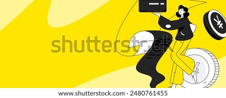 Credit card bill character flat vector concept operation hand drawn illustration
