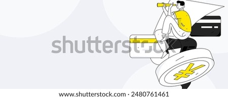 Credit card bill character flat vector concept operation hand drawn illustration
