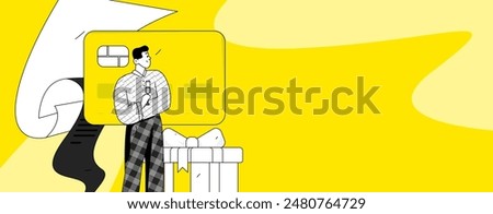 Credit card bill character flat vector concept operation hand drawn illustration
