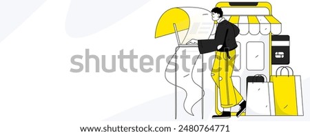 Credit card bill character flat vector concept operation hand drawn illustration
