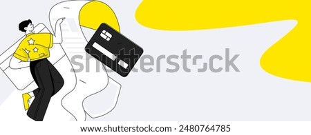 Credit card bill character flat vector concept operation hand drawn illustration
