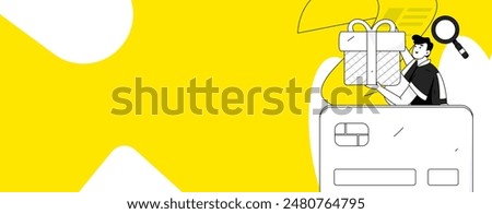 Credit card bill character flat vector concept operation hand drawn illustration
